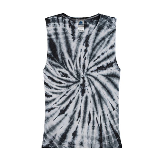 Spider White & Black Tie Dye Ladies Muscle Tank