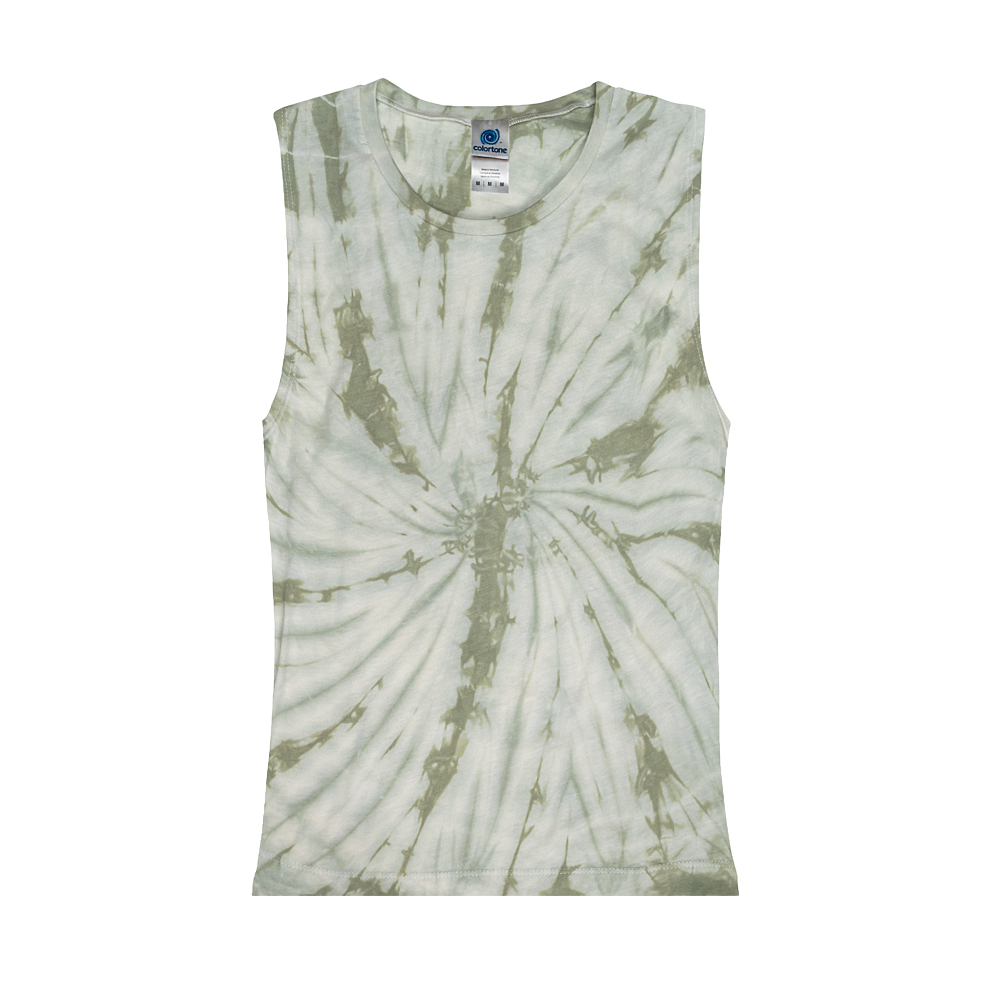 Spider Olive Tie Dye Ladies Muscle Tank